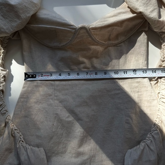 Sabo Luxe Puff Long Sleeve Beige Dress - Picture 14 of 16